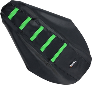 Ribbed Seat Cover - Black Cover/Green Ribs - Kawasaki KX '91-'13