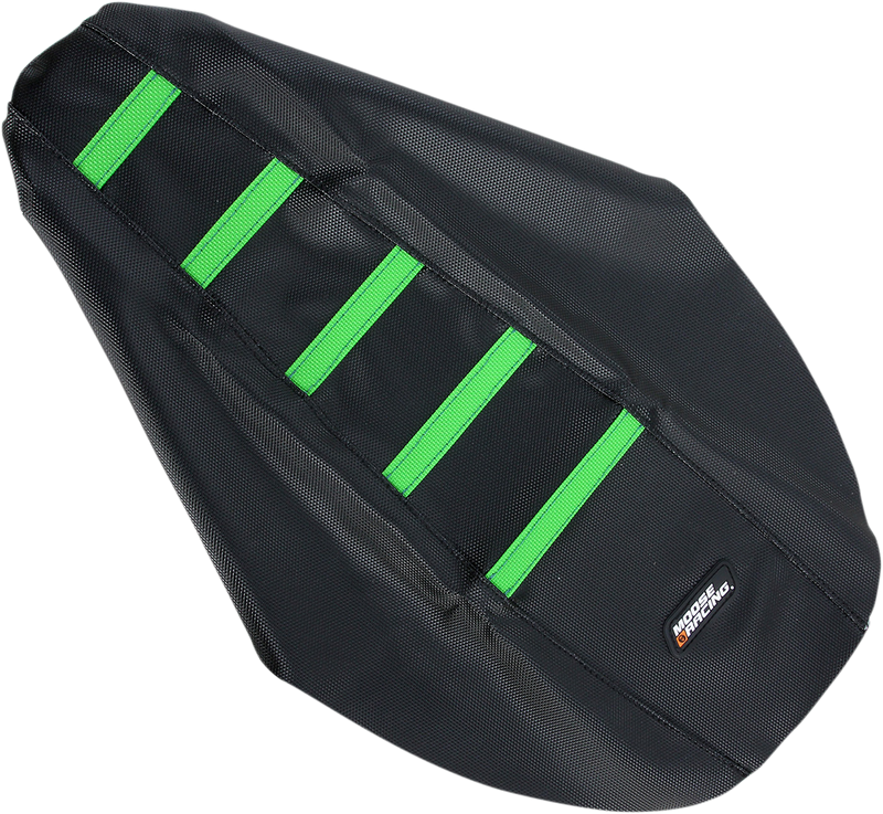 Ribbed Seat Cover - Black Cover/Green Ribs - Kawasaki KX '91-'13