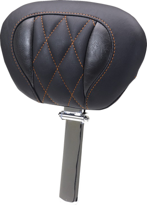 Deluxe Driver Backrest - Diamond - Mandarin Orange Stitching - FLT/FLH '23-'25