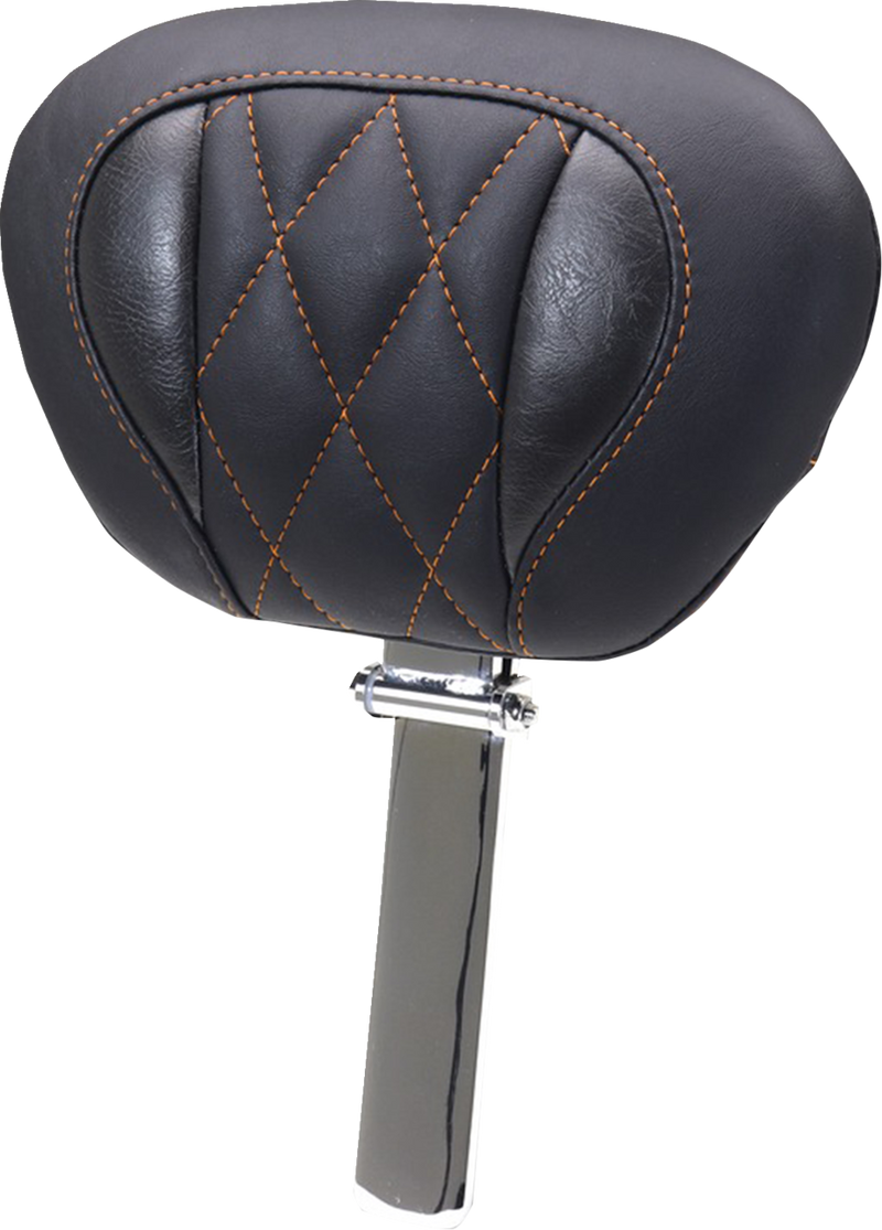 Deluxe Driver Backrest - Diamond - Mandarin Orange Stitching - FLT/FLH '23-'25