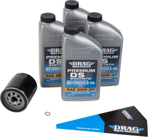 Full Synthetic Oil Change Kit - 20W50 - Twin Cam - Black Filter