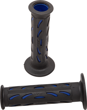 724 Dual Density Sportbike Grips - Open Ends - Black/Blue