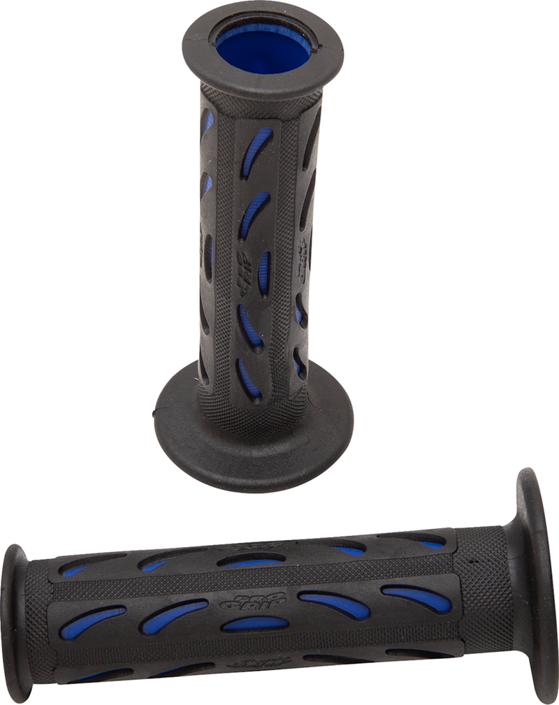 724 Dual Density Sportbike Grips - Open Ends - Black/Blue
