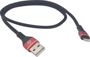 Male USB to Male Lightning Cable - Phone - Charger - 18" - Black/Red
