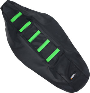 Ribbed Seat Cover - Black Cover/Green Ribs - Kawasaki KX250/450 '12-'16