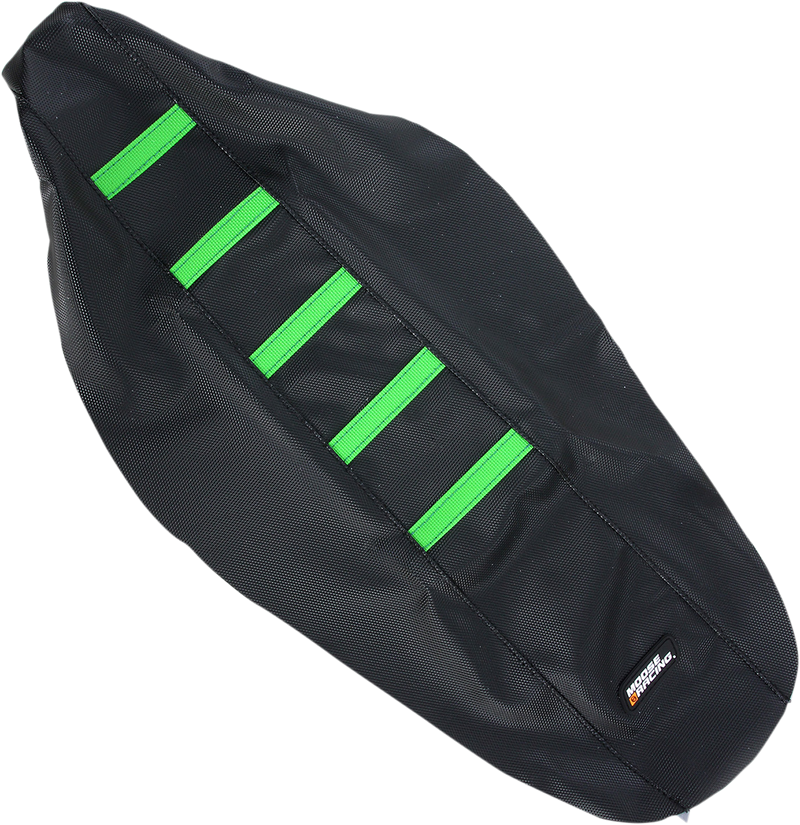 Ribbed Seat Cover - Black Cover/Green Ribs - Kawasaki KX250/450 '12-'16