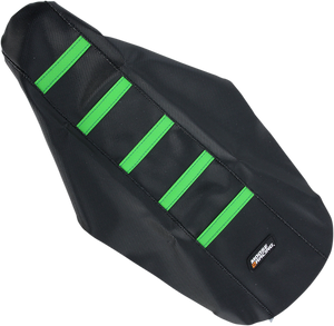 Ribbed Seat Cover - Black Cover/Green Ribs - Kawasaki KX '14-'25