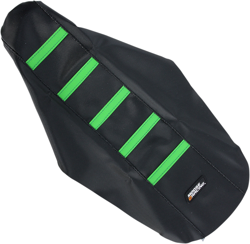 Ribbed Seat Cover - Black Cover/Green Ribs - Kawasaki KX '14-'25