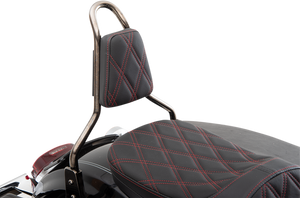Tapered Backrest Pad - Double Diamond - Red Stitch