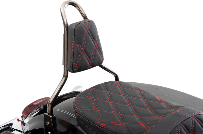 Tapered Backrest Pad - Double Diamond - Red Stitch