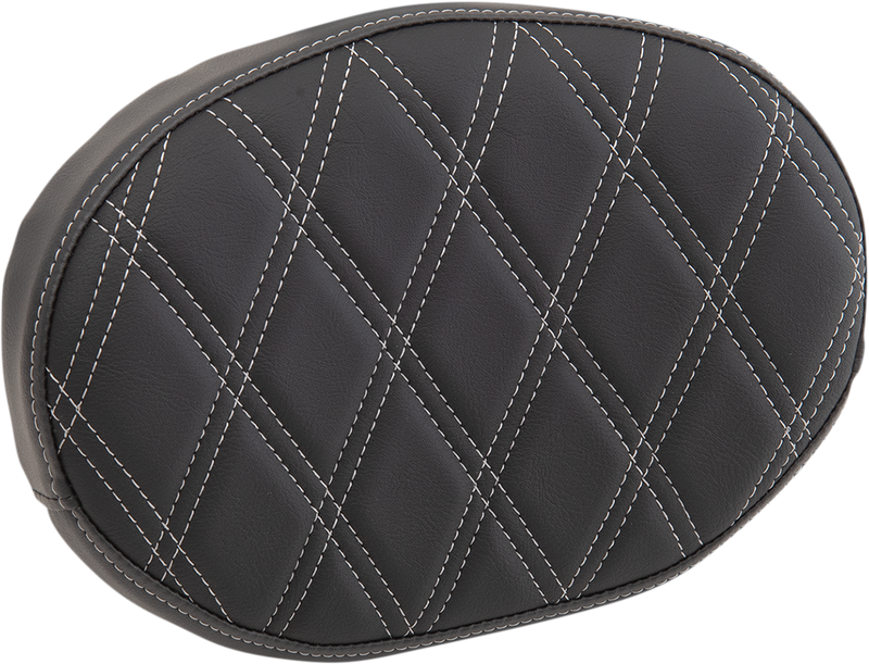 Sissy Bar Pad - Double Diamond - Silver - Oval - 2" Thick