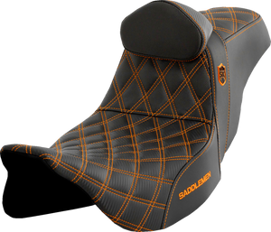 SEAT SDC PERF GRIPPER W/BR ORANGE STITCH