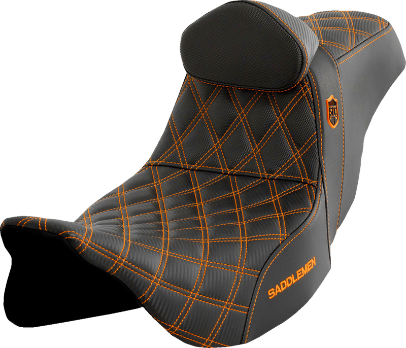 SEAT SDC PERF GRIPPER W/BR ORANGE STITCH
