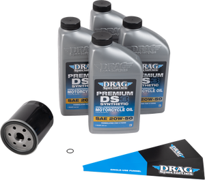 Full Synthetic Oil Change Kit - 20W50 - EVO/XL - Black Filter