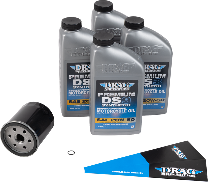 Full Synthetic Oil Change Kit - 20W50 - EVO/XL - Black Filter