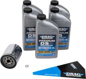 Full Synthetic Oil Change Kit - 20W50 - M8 - Chrome Filter