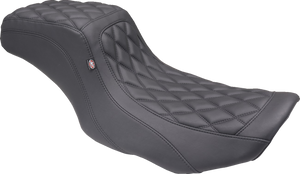 One Piece 2-Up Squareback Seat - Double Diamond - Black Stitch - FLH/FLT '23-'25