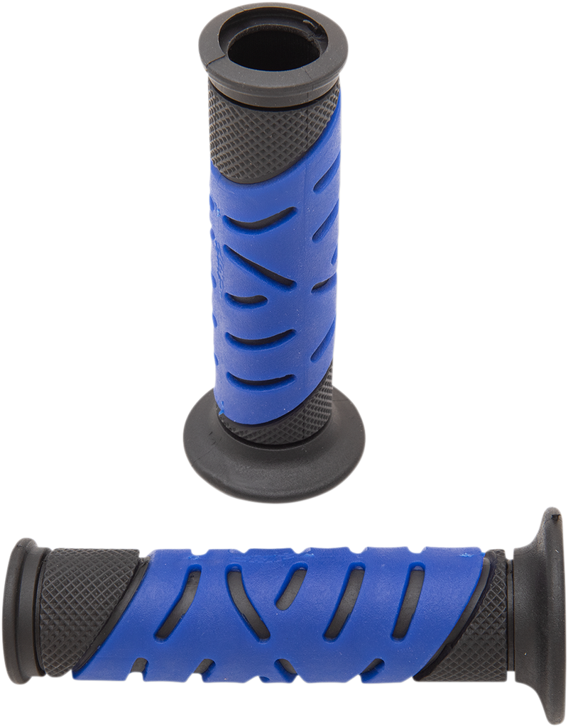 719 Dual Density Sportbike Grips - Open Ends - Black/Blue