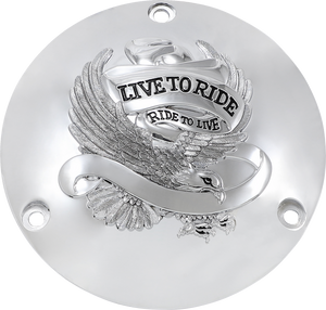 Live to Ride Derby Cover - 3 Hole - Chrome