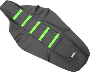 Ribbed Seat Cover - Black Cover/Green Ribs - Kawasaki KX450F '16-'18