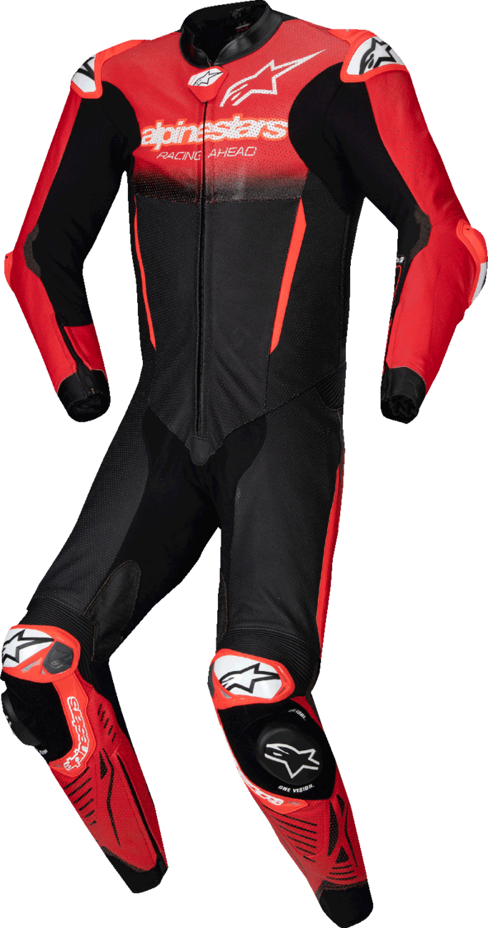 GP-R7 1-PC Leather Suit - Black/Mid Red - US 42 / EU 52