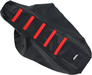 Ribbed Seat Cover - Black Cover/Red Ribs - Honda CR80/85 '96-'07