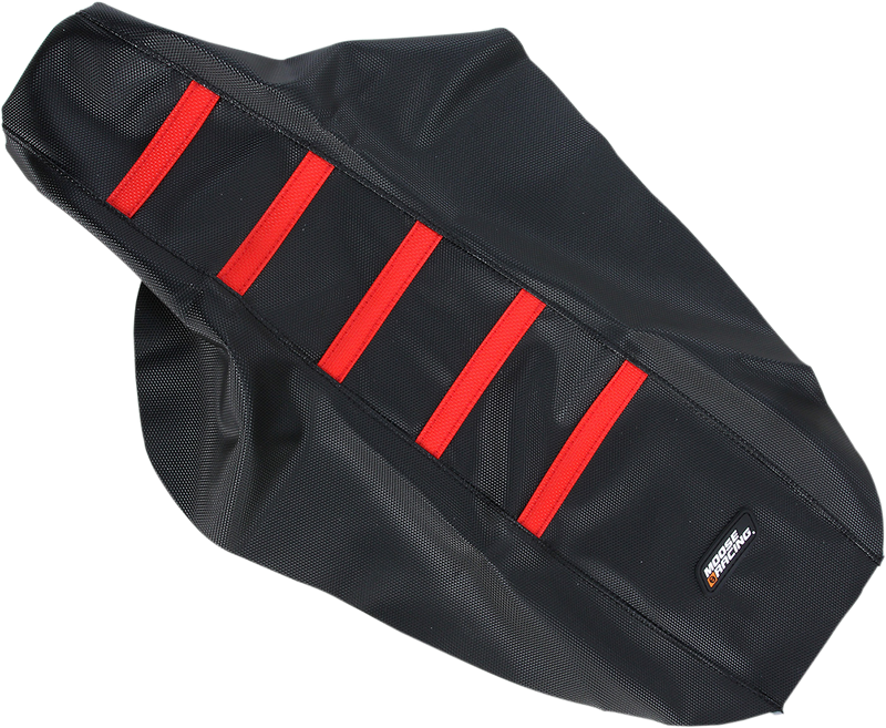 Ribbed Seat Cover - Black Cover/Red Ribs - Honda CR80/85 '96-'07