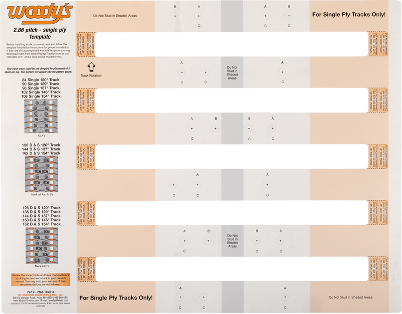Studding Template - Track - 120"/129"/137"/146"/154" - 2.86" Pitch