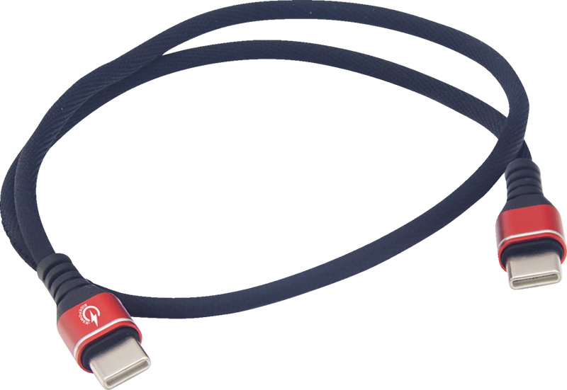 Male USB-C to Male USB-C Cable - Phone - Fast/Charger - 24" - Black/Red