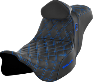 SEAT SDC PERF GRIPPER W/BR BLUE STITCH