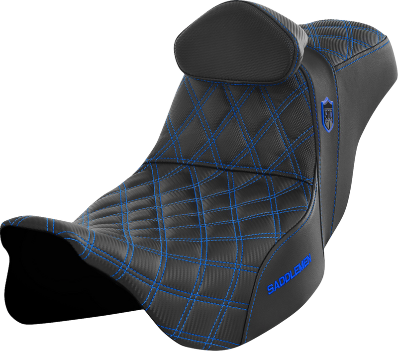 SEAT SDC PERF GRIPPER W/BR BLUE STITCH
