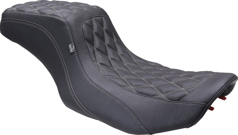 One Piece 2-Up Squareback Seat - Double Diamond - Gunmetal Stitch - FLH/FLT '23-'25