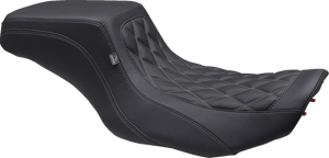 One Piece 2-Up Squareback Seat - Double Diamond - Gunmetal Stitch - FLH/FLT '23-'25