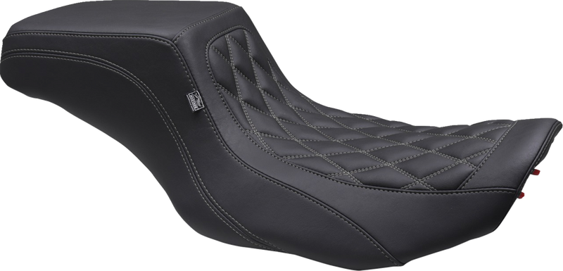 One Piece 2-Up Squareback Seat - Double Diamond - Gunmetal Stitch - FLH/FLT '23-'25
