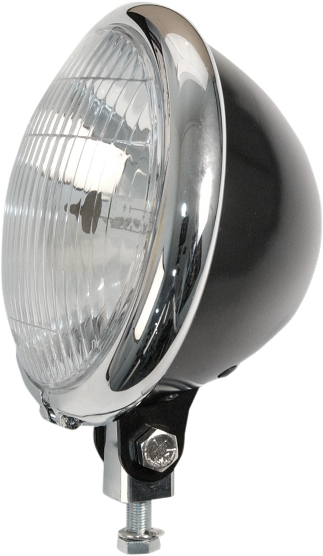 Headlight - 5-3/4" - Black/Chrome