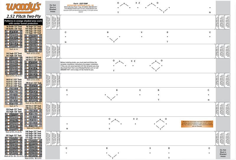 Studding Template - Track - 121"/128"/136"/144" - 2.52" Pitch