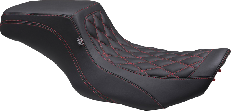 One Piece 2-Up Squareback Seat - Double Diamond - Black Cherry Stitch - FLH/FLT '23-'25