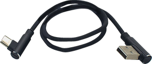 90° Male USB to 90° Male USB-C Cable - Phone - Charger - 18" - Black