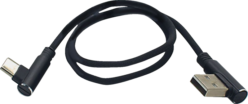 90° Male USB to 90° Male USB-C Cable - Phone - Charger - 18" - Black