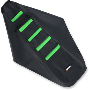 Ribbed Seat Cover - Black Cover/Green Ribs - Kawasaki KX250F '17-'20