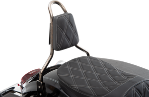 Tapered Backrest Pad - Double Diamond - Silver Stitch