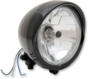 5-3/4" Head Light with Visor - Clear Lens - Black