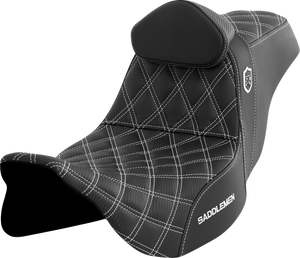 SEAT SDC PERF GRIPPER W/BR WHITE STITCH