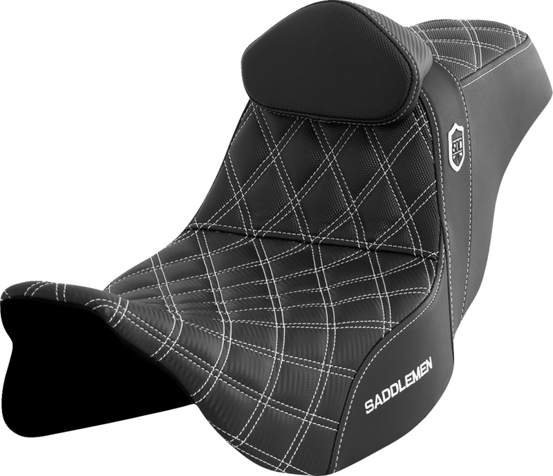 SEAT SDC PERF GRIPPER W/BR WHITE STITCH