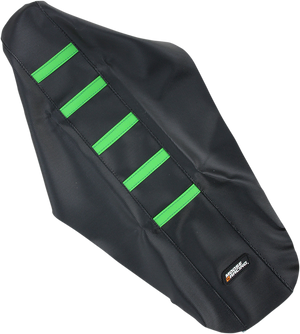 Ribbed Seat Cover - Black Cover/Green Ribs - Kawasaki KX250/450 '06-'08