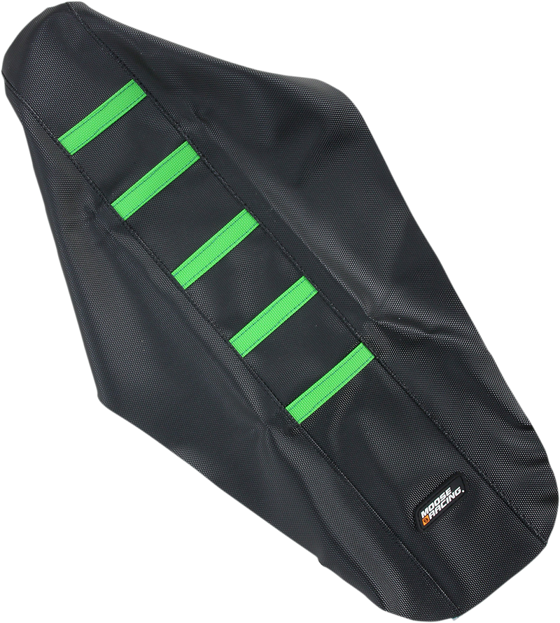 Ribbed Seat Cover - Black Cover/Green Ribs - Kawasaki KX250/450 '06-'08