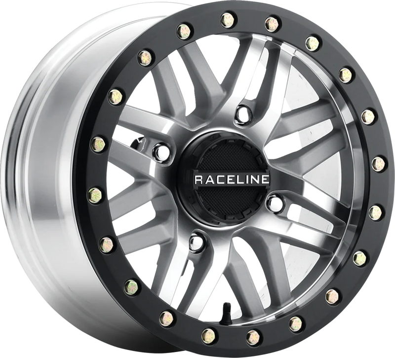 Wheel - Ryno - Beadlock - Front/Rear - Machined/with Black Ring - 15x10 - 4/156 - 5+5