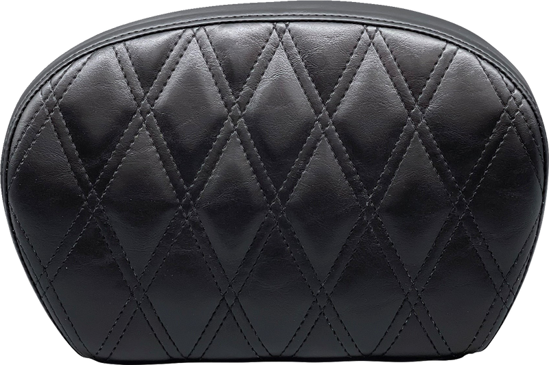 Sissy Bar Pad - Large - Vinyl - Double Diamond - Shiny Black