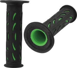724 Dual Density Sportbike Grips - Open Ends - Black/Green