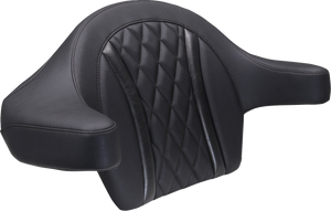 Deluxe Extended Arm Wrap-around Backrest - Diamond - Black Stitch - FLT/FLH '23-'25